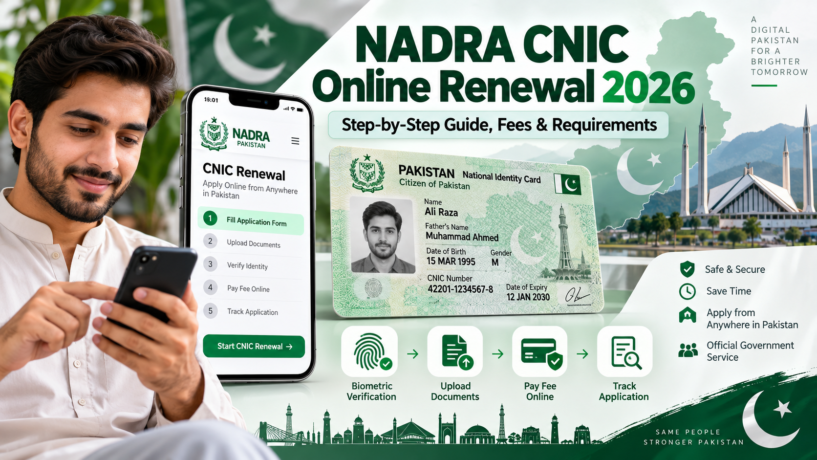 NADRA CNIC renewal online 2026 using PakID mobile app in Pakistan